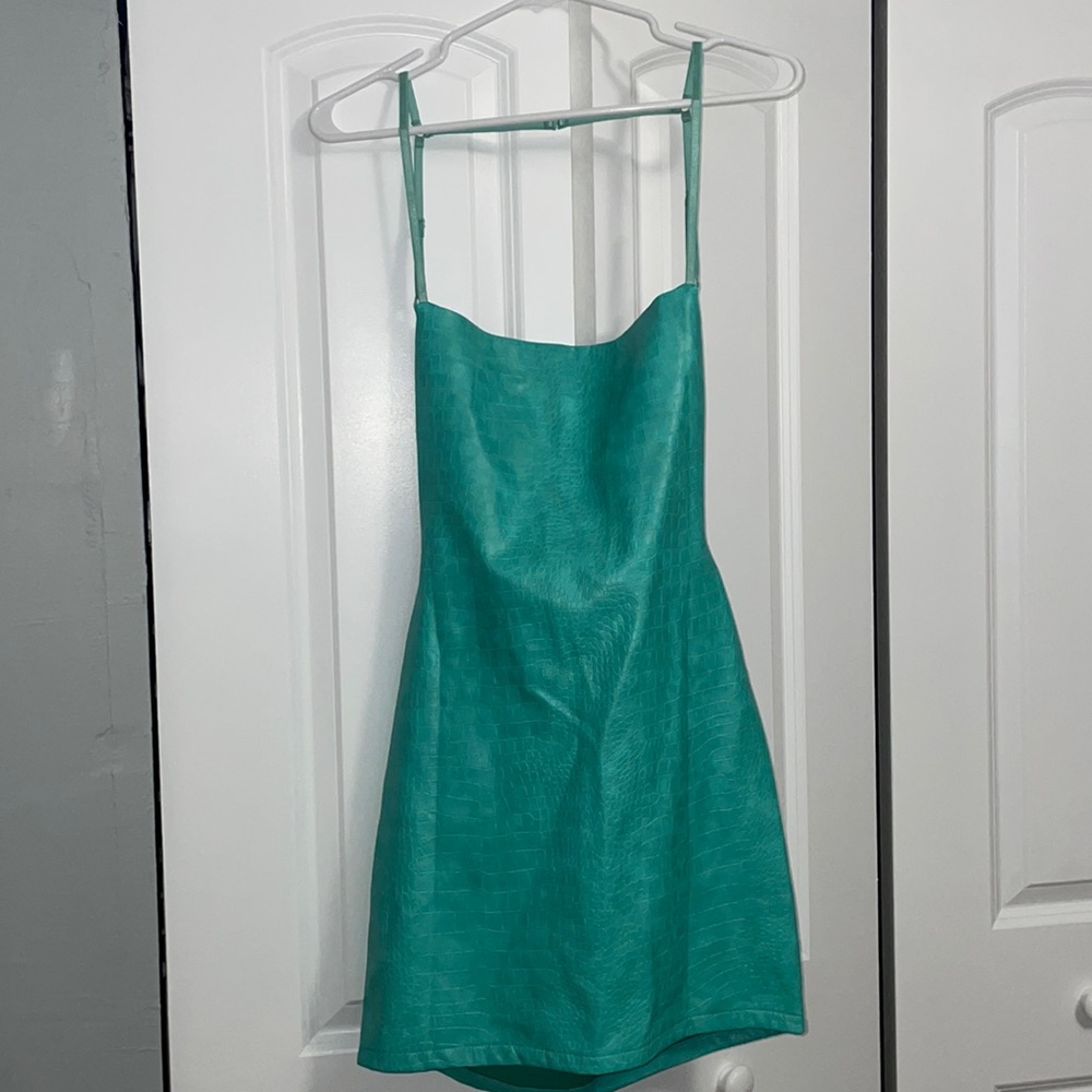 Turquoise snake print dress
